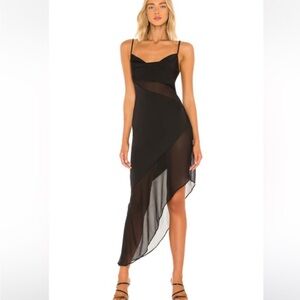 Revolve NBD Delfino Slip Asymmetrical Dress - Black (Size S)